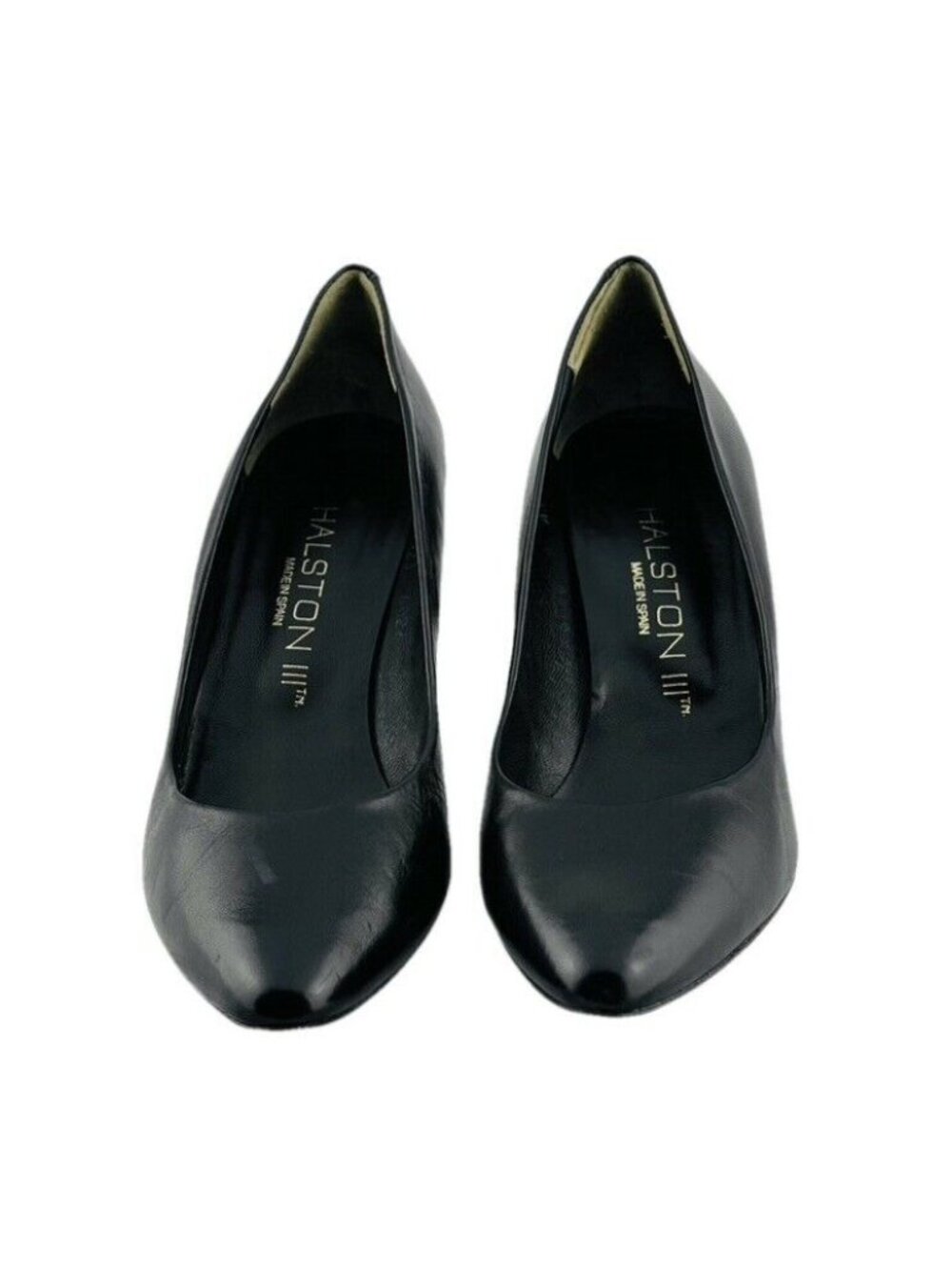 Halston III Black Leather Pointed Toe Pumps Womens Size 9AA - Picture 2 of 9